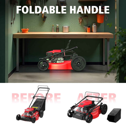 PowerSmart 21" 170CC Self-Propelled Gas Lawn Mower, with 10" rear wheels