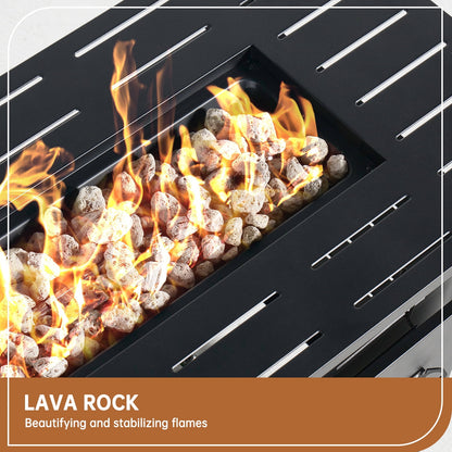 JolyDale 40" Propane Fire Pit Table, 50,000 BTU Auto Ignition Steel Gas Fire Pit with Removable Lid & Waterproof Cover for Patio, Backyard, Black