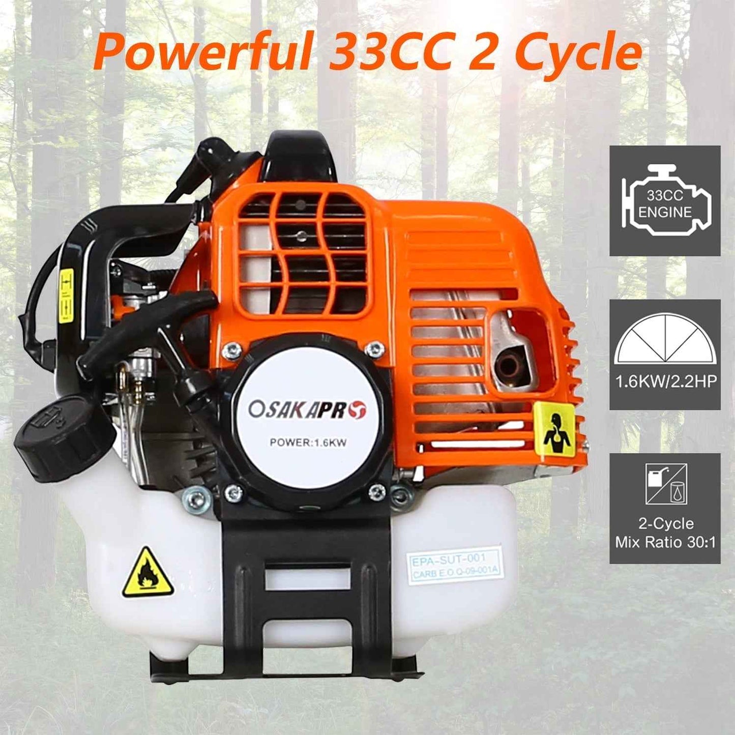 4 in 1 Weed Eater Grass Trimmer, Multi-Functional String Trimmer with Gas Pole Saw, Hedge Trimmer, Weed Trimmer, and Brush Cutter, Weed Eater for Patio Garden Lawn, 33CC 2-Cycle