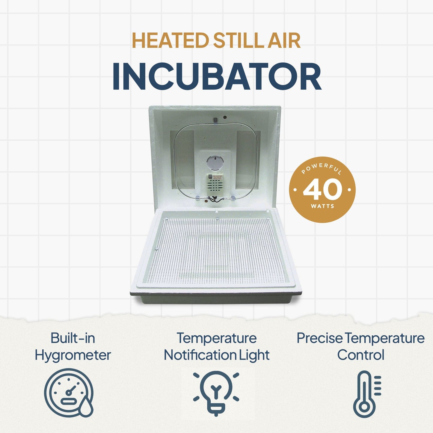 Farm Innovators 2100 Still Air Incubator w/ Reliable Temperature Settings, White