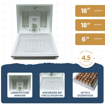 Farm Innovators 2100 Still Air Incubator w/ Reliable Temperature Settings, White