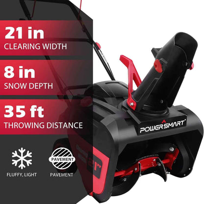 PowerSmart 21 inch 212cc Single Stage Gas Powered Push Gasoline Snow Blower