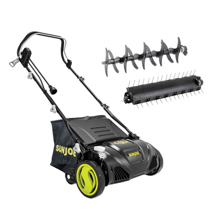 Sun Joe 15" Electric Lawn Dethatcher + Scarifier, 13-Amp, Adjustable Height