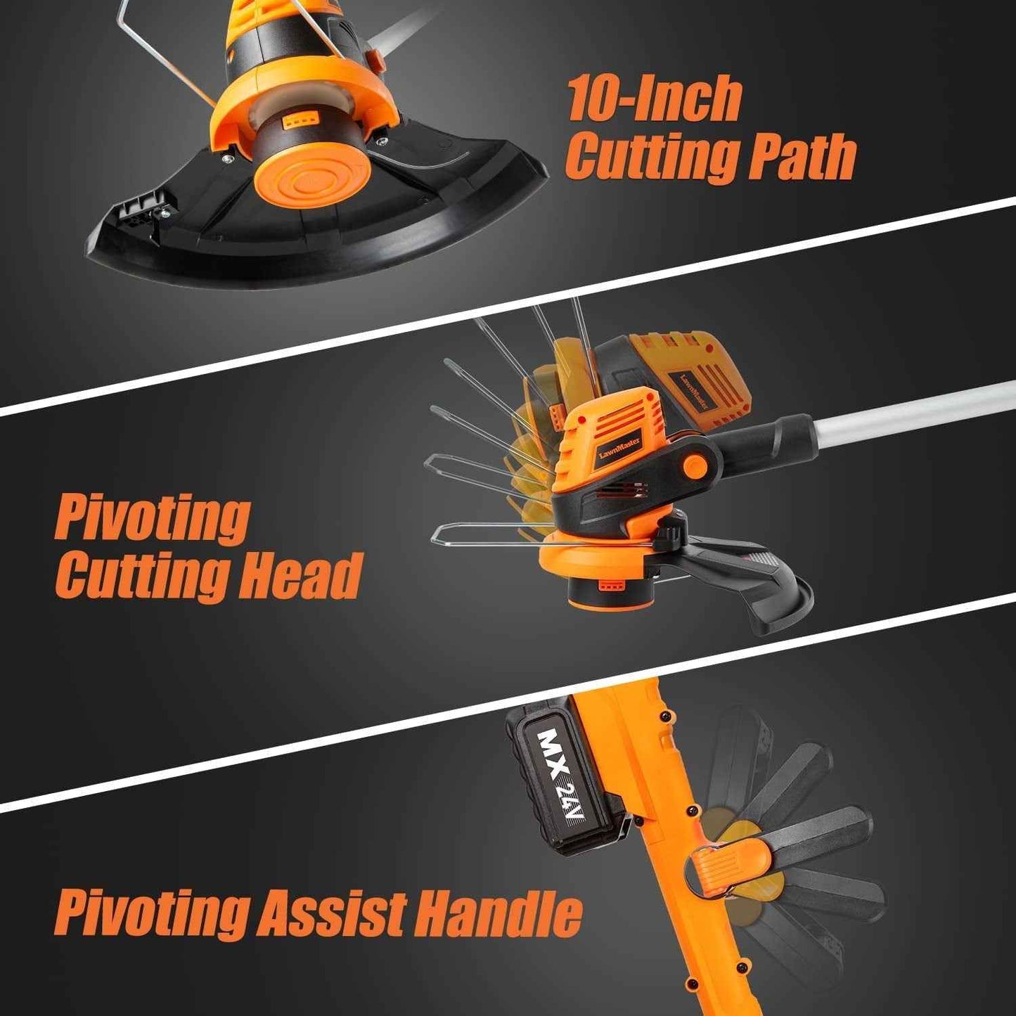 LawnMaster 20VMWGT 24V Max Combo Kit 13-inch Lawn Mower and 10-inch Grass Trimmer