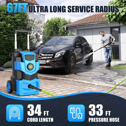 Electric Pressure Washer 5000PSI 4.0GPM Adjustable Pressure Power Washers Electric Powered with 33ft Hose, 4 Nozzle and Foam Cannon, Powerwashers Cleaner Machine for Home, Cars, Blue