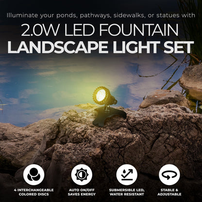 Pondmaster 2.0w LED Fountain Landscape Light with Transformer & 4 Colored Discs