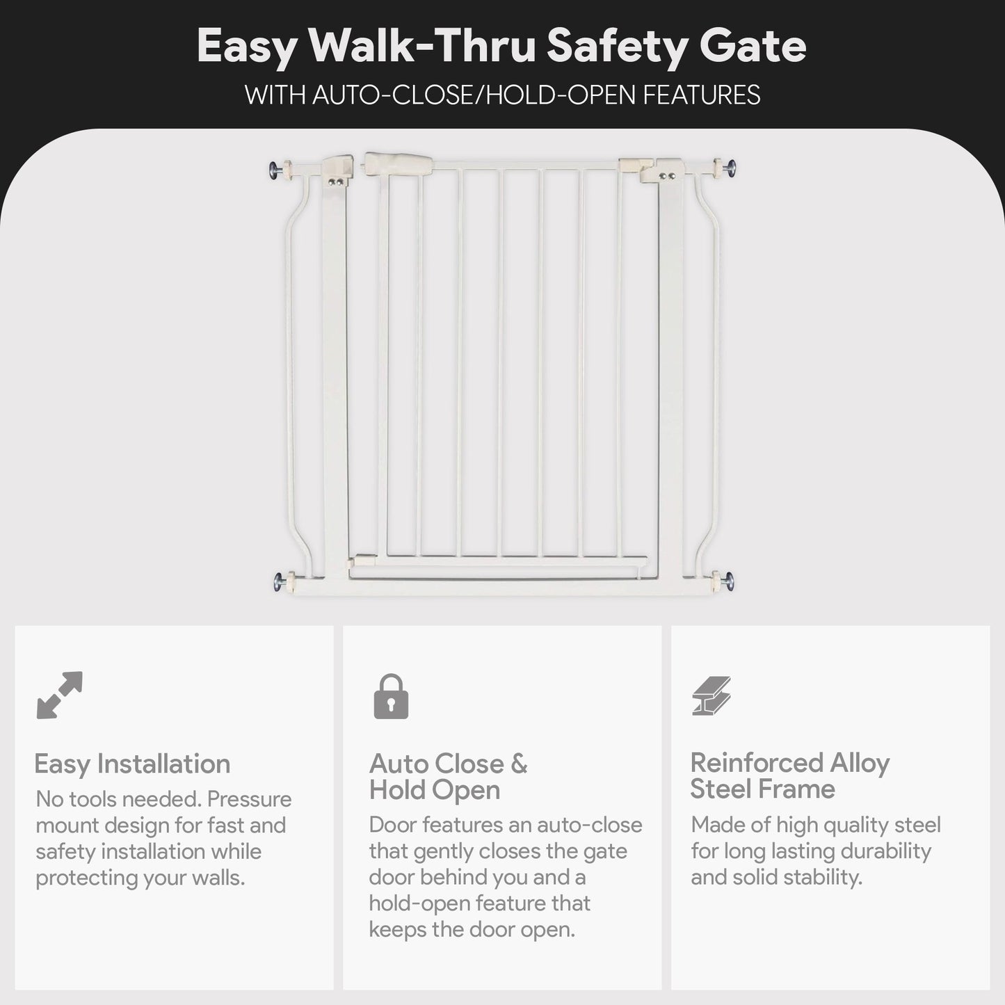 BalanceFrom Walk-Thru Safety Gate for Baby and Pets, 29.1-33.8"W, 30"H, White