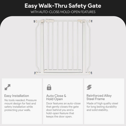 BalanceFrom Walk-Thru Safety Gate for Baby and Pets, 29.1-33.8"W, 30"H, White