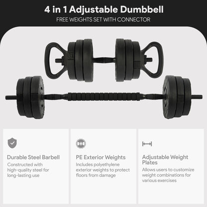 Fitvids 4 in 1 Adjustable Dumbbell Set, 60lbs Free Weights Set with Connector
