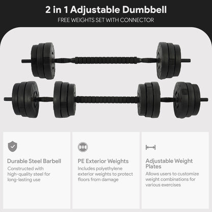 Fitvids 2 in 1 Adjustable Dumbbell Set, 60lbs Free Weights Set with Connector