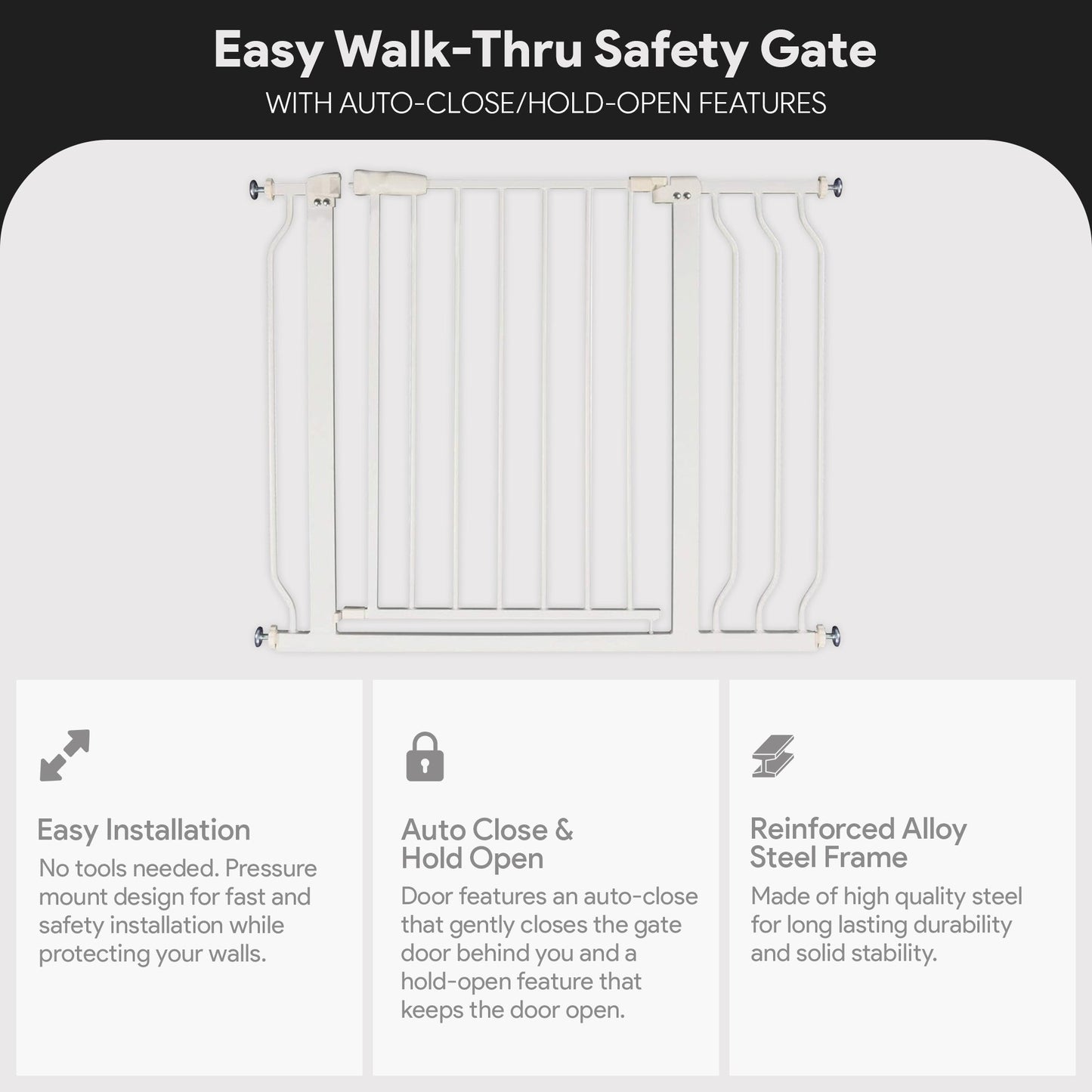 BalanceFrom Walk-Thru Safety Gate for Baby and Pets, 29.1-38.5"W, 30"H, White