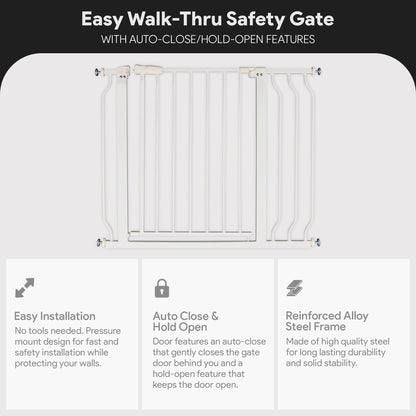 BalanceFrom Walk-Thru Safety Gate for Baby and Pets, 29.1-38.5"W, 30"H, White