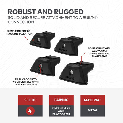 Yakima TrackTower Heavy Duty Roof Rack Tower for Vehicles with Tracks, Pack of 4 - Find Fresh Goods