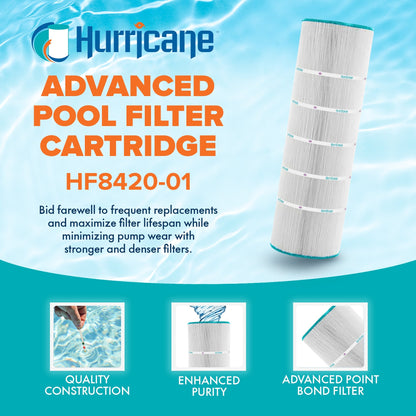 Hurricane HF8420-01 Advanced Swimming Pool Filter Cartridge Replacement, White
