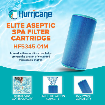 Hurricane 2 Pack HF5345-01M Elite Aseptic Spa Filter Cartridge Replacement