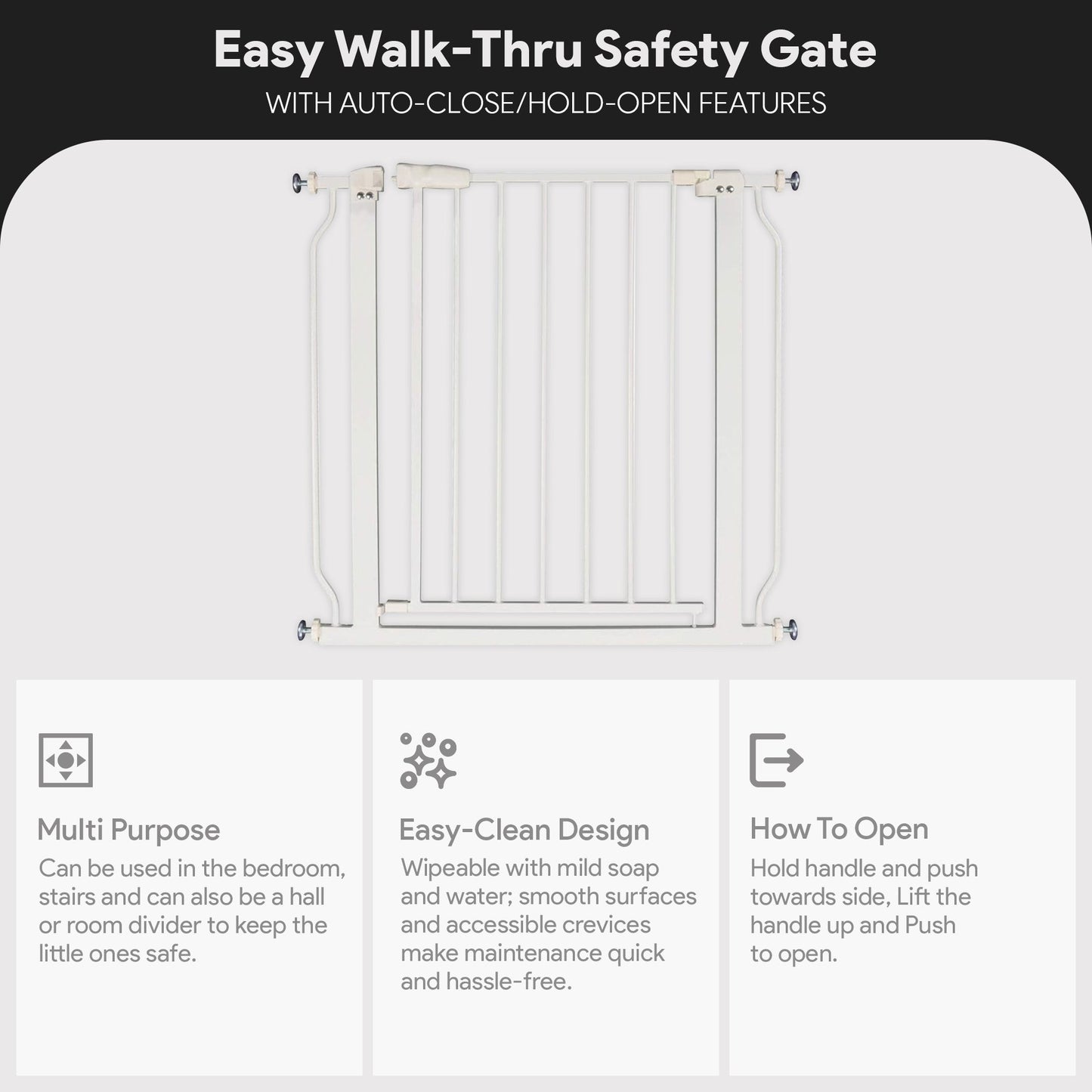 BalanceFrom Walk-Thru Safety Gate for Baby and Pets, 29.1-33.8"W, 30"H, White
