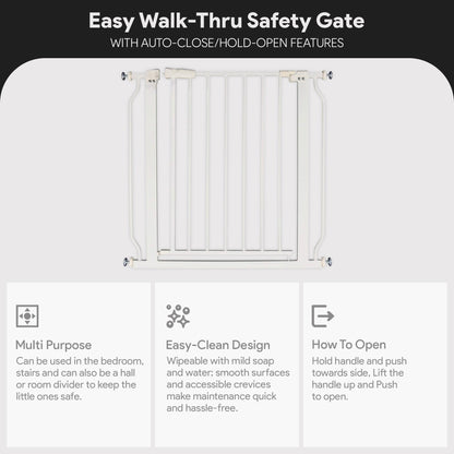 BalanceFrom Walk-Thru Safety Gate for Baby and Pets, 29.1-33.8"W, 30"H, White