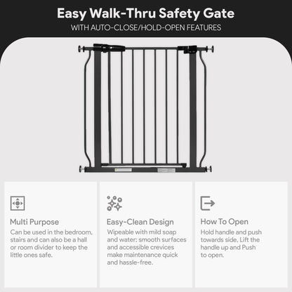 BalanceFrom Walk-Thru Safety Gate for Baby and Pets, 29.1-33.8"W, 30"H, Graphite