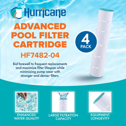 Hurricane 4 Pack HF7482-04 Advanced Pool and Spa Filter Cartridge Replacement