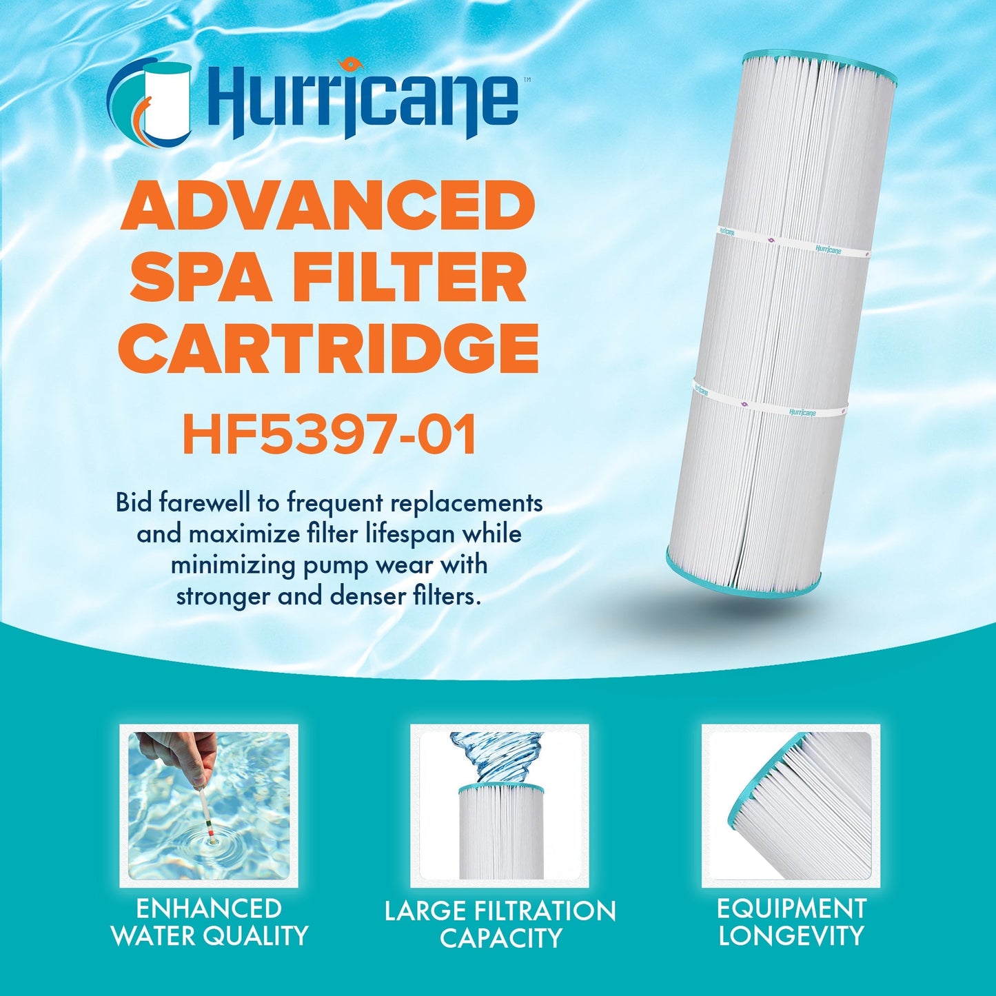 Hurricane HF5397-01 Spa Filter Cartridge for PLB-S-100 and Unicel C-5397, 4 Pack