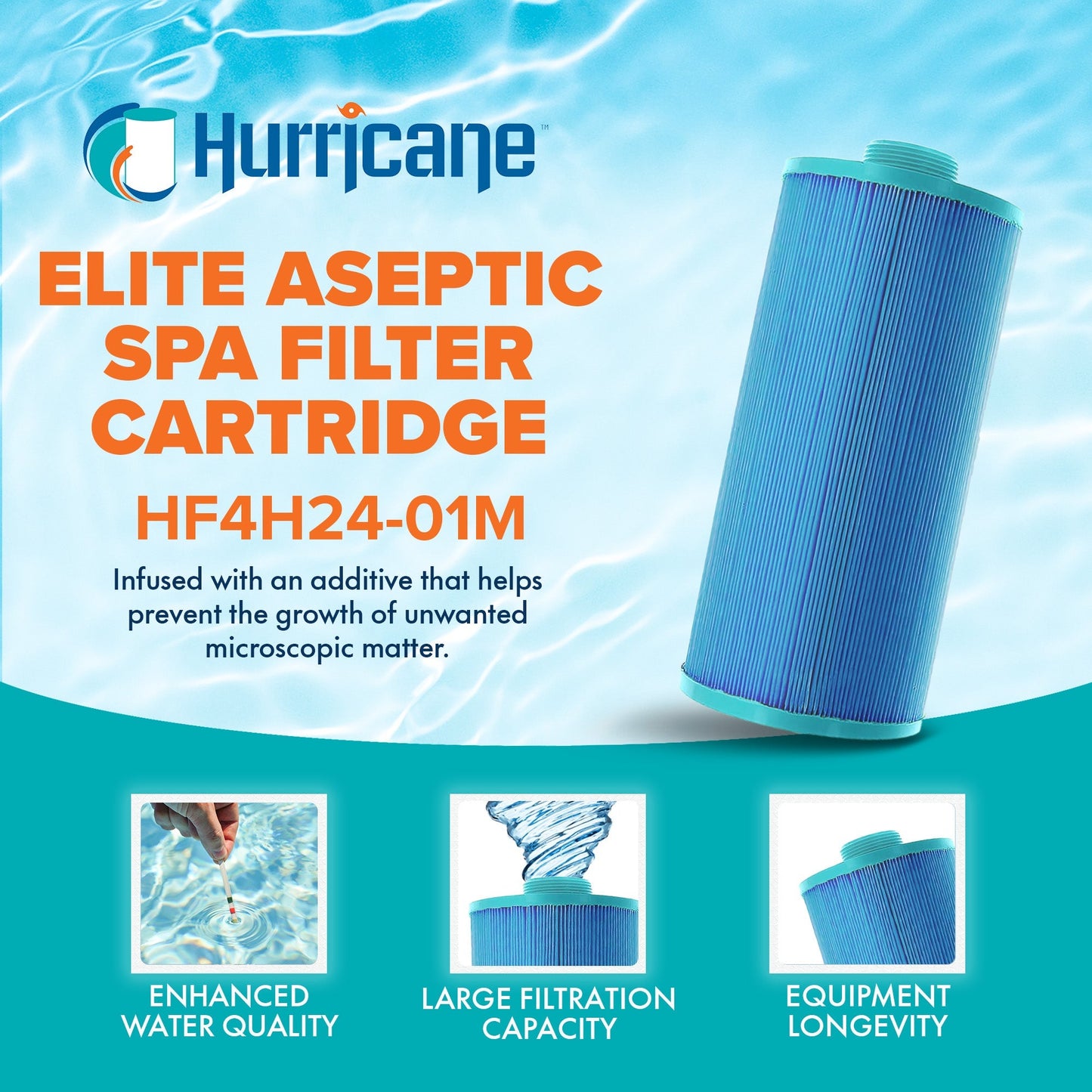 Hurricane Elite Aseptic Spa Filter Cartridge for PGS25P4 & Unicel 4CH-24, 4 Pack
