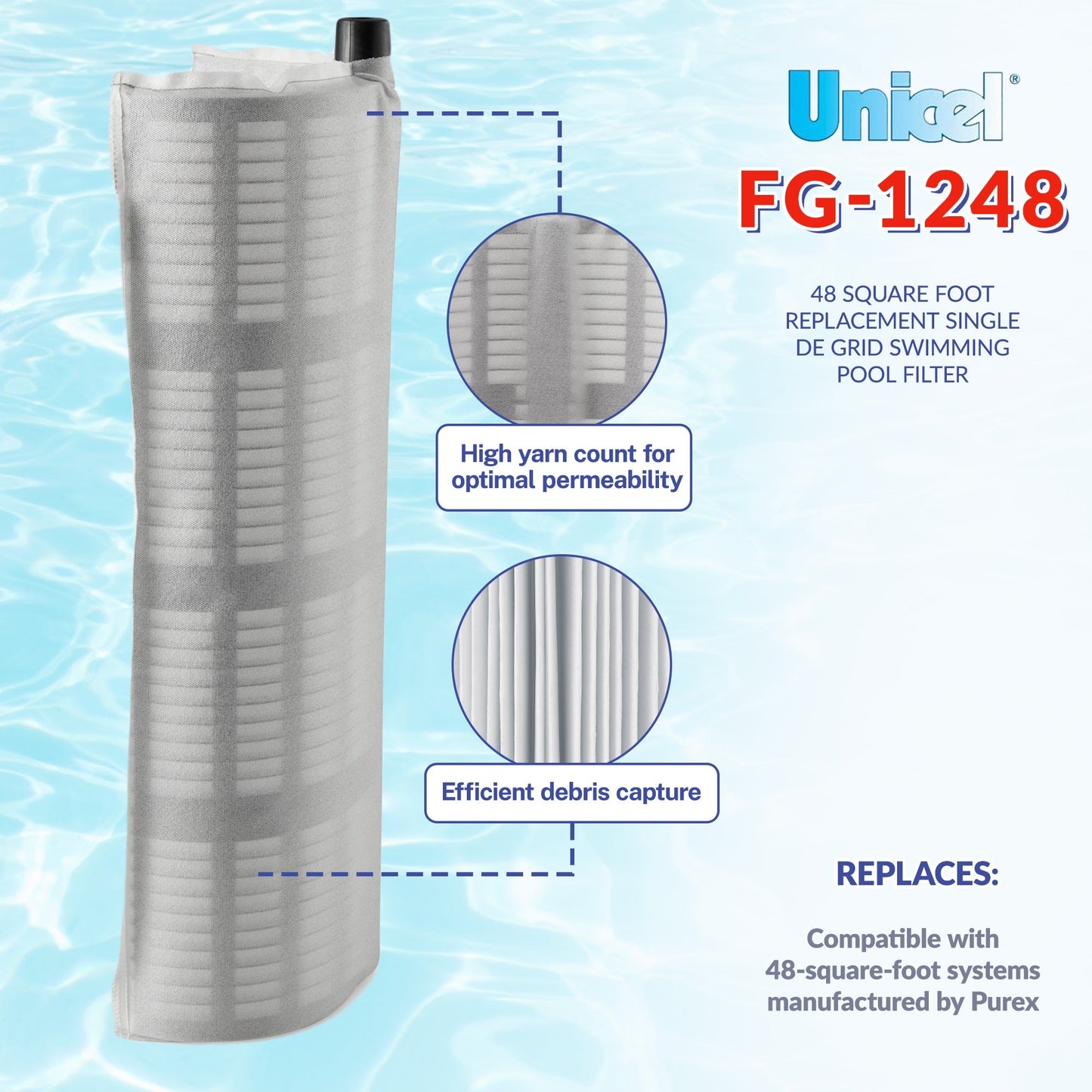 Unicel FG-1248 48 Square Foot Replacement Single DE Grid Swimming Pool Filter