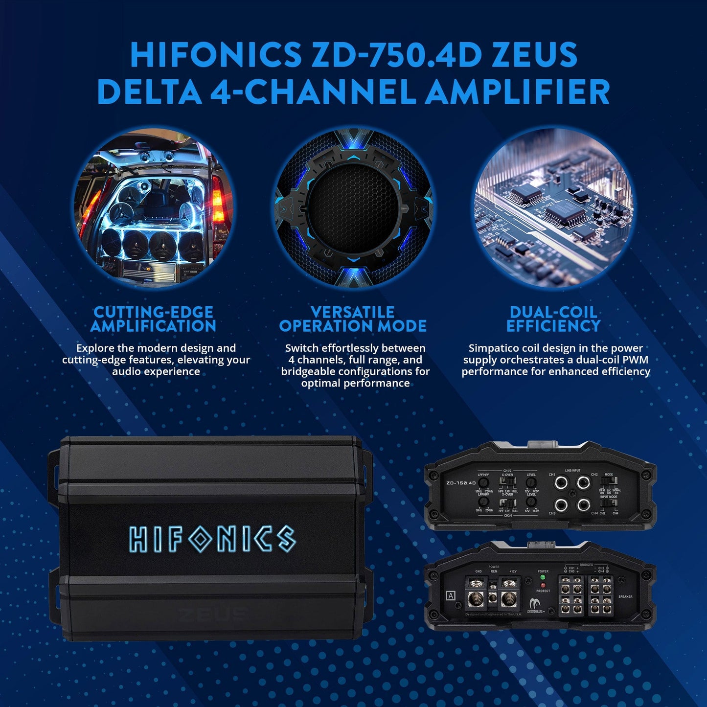 Hifonics Zeus Delta 750 Watt 4 Channel Mobile Car Amplifier, ZD-750.4D, Black - Find Fresh Goods