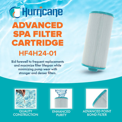 Hurricane 4 Pack Replacement Spa Filter Cartridge for PGS25P4 & 4CH-24, White