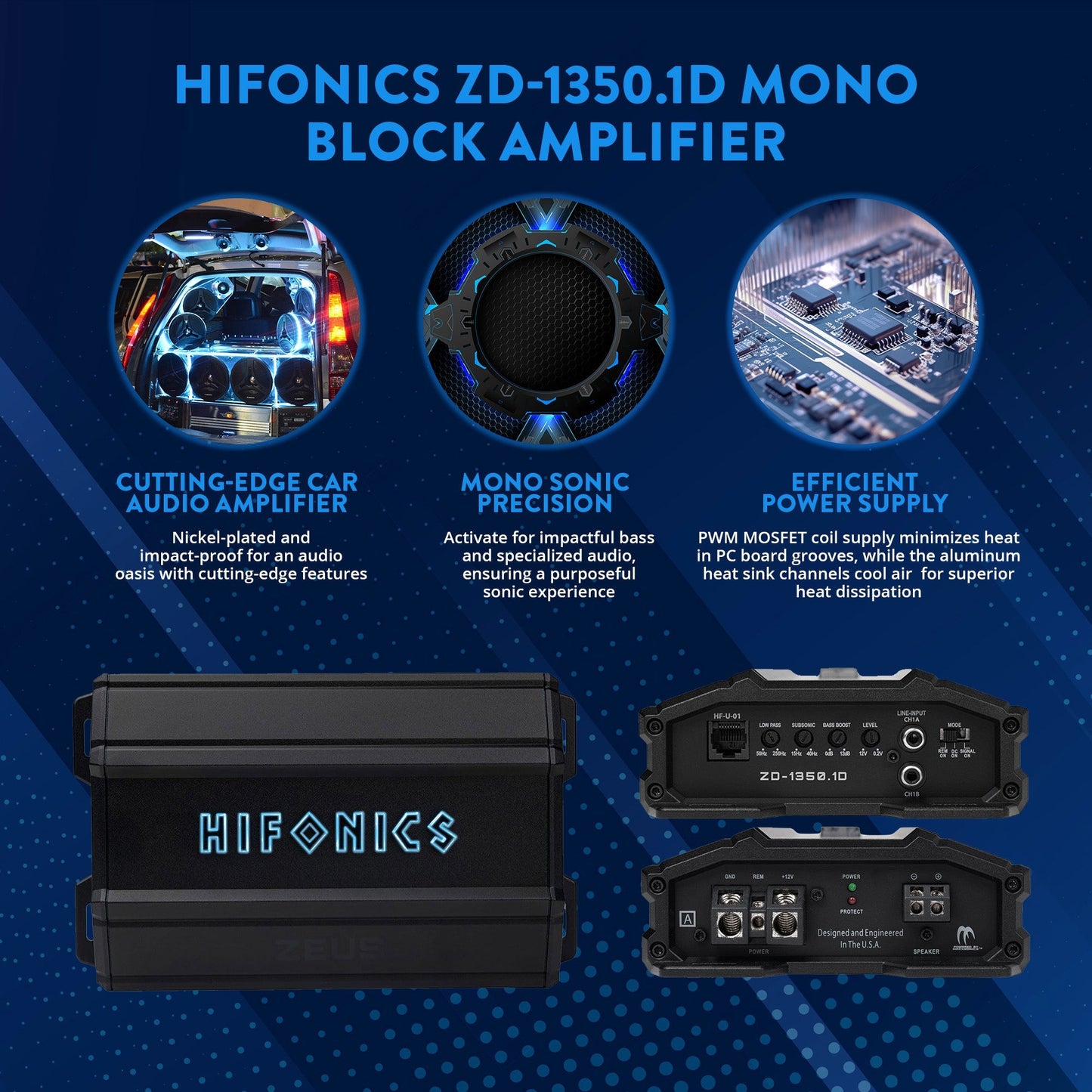 Hifonics Zeus Delta 1350 Watt Mono Block Mobile Car Amplifier, ZD-1350.1D, Black - Find Fresh Goods