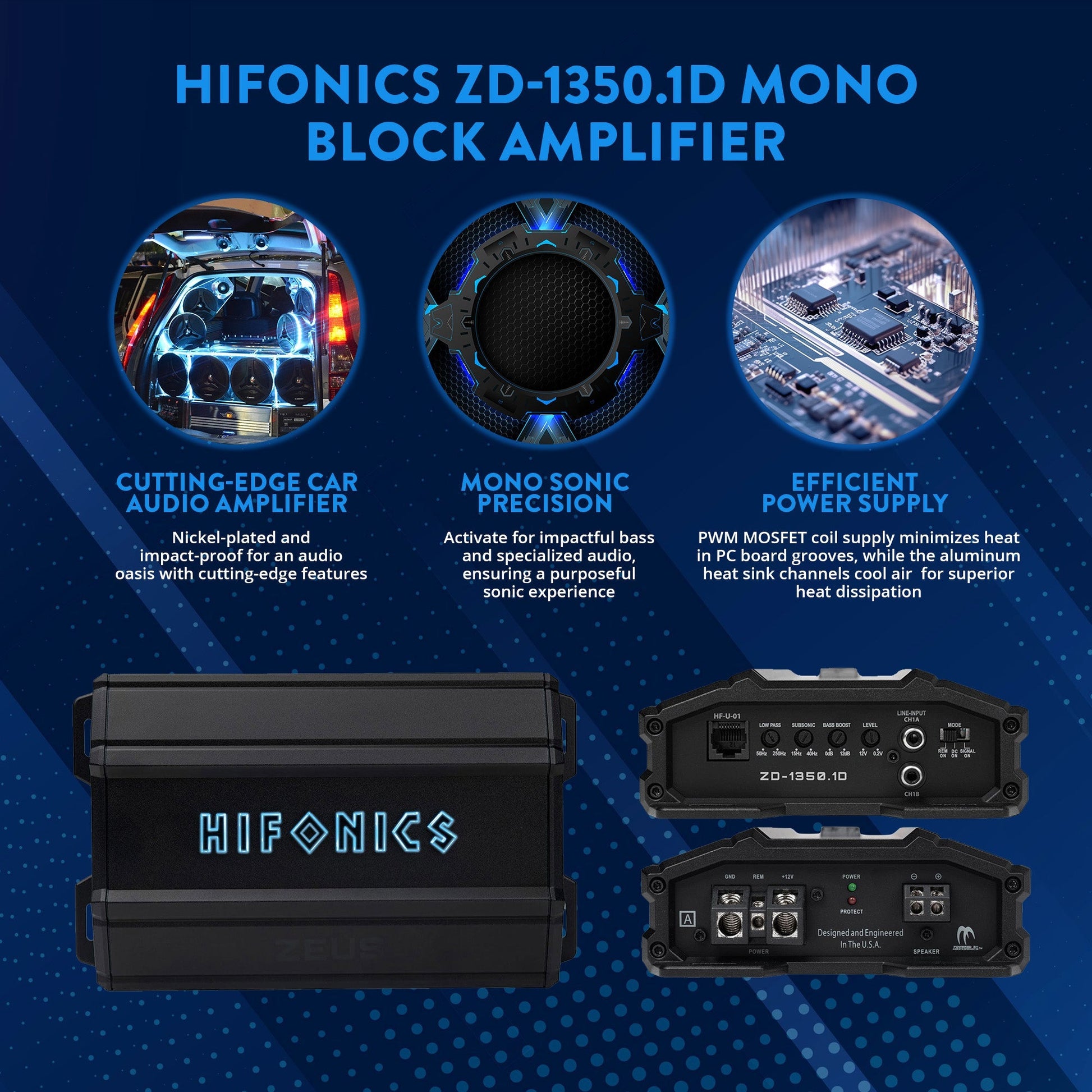 Hifonics Zeus Delta 1350 Watt Mono Block Mobile Car Amplifier, ZD-1350.1D, Black - Find Fresh Goods