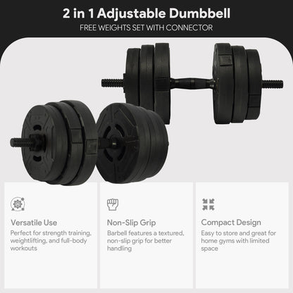 Fitvids 2 in 1 Adjustable Dumbbell Set, 60lbs Free Weights Set with Connector