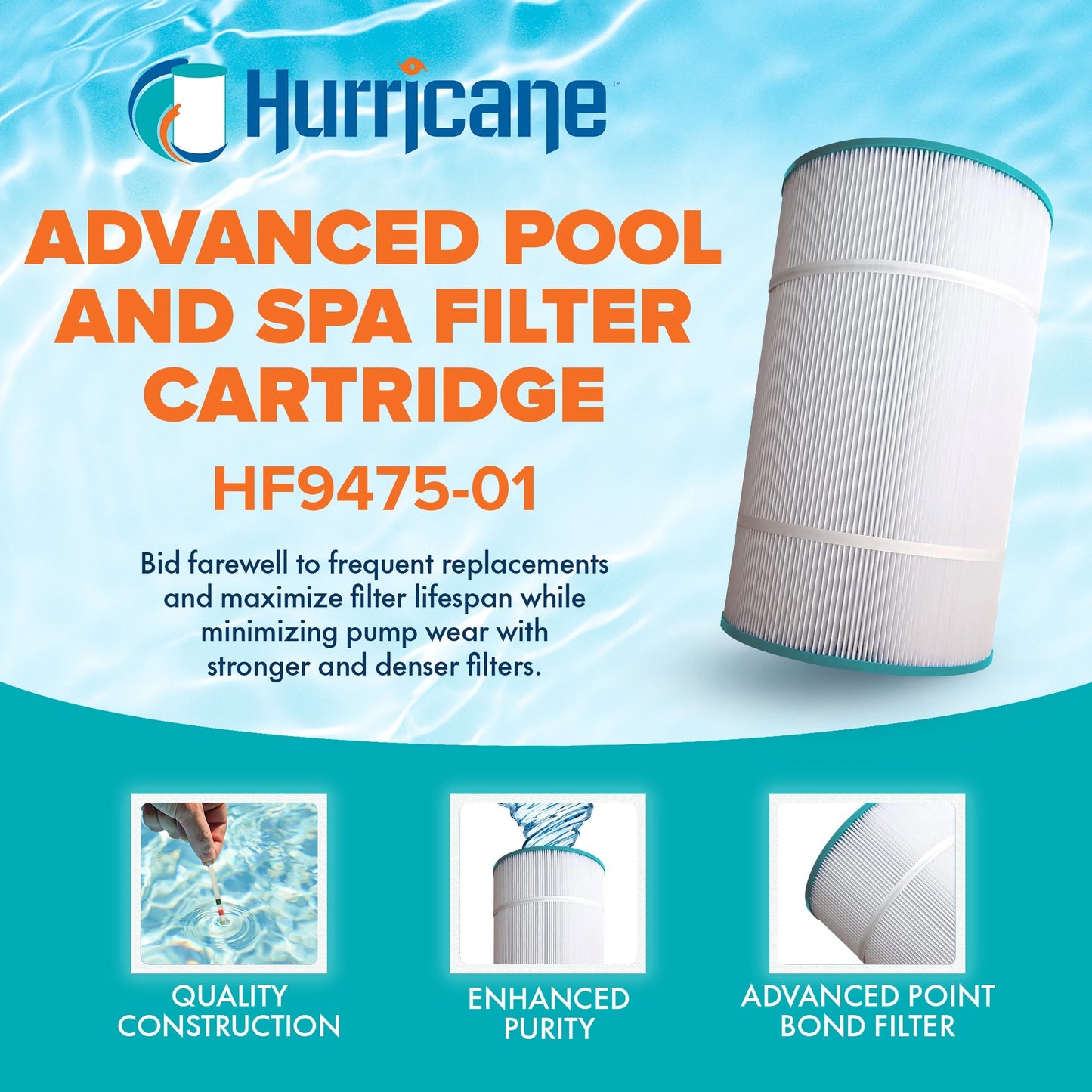 Hurricane Filters HF9475-01 Advanced Pool and Spa Cartridge Filter Replacement