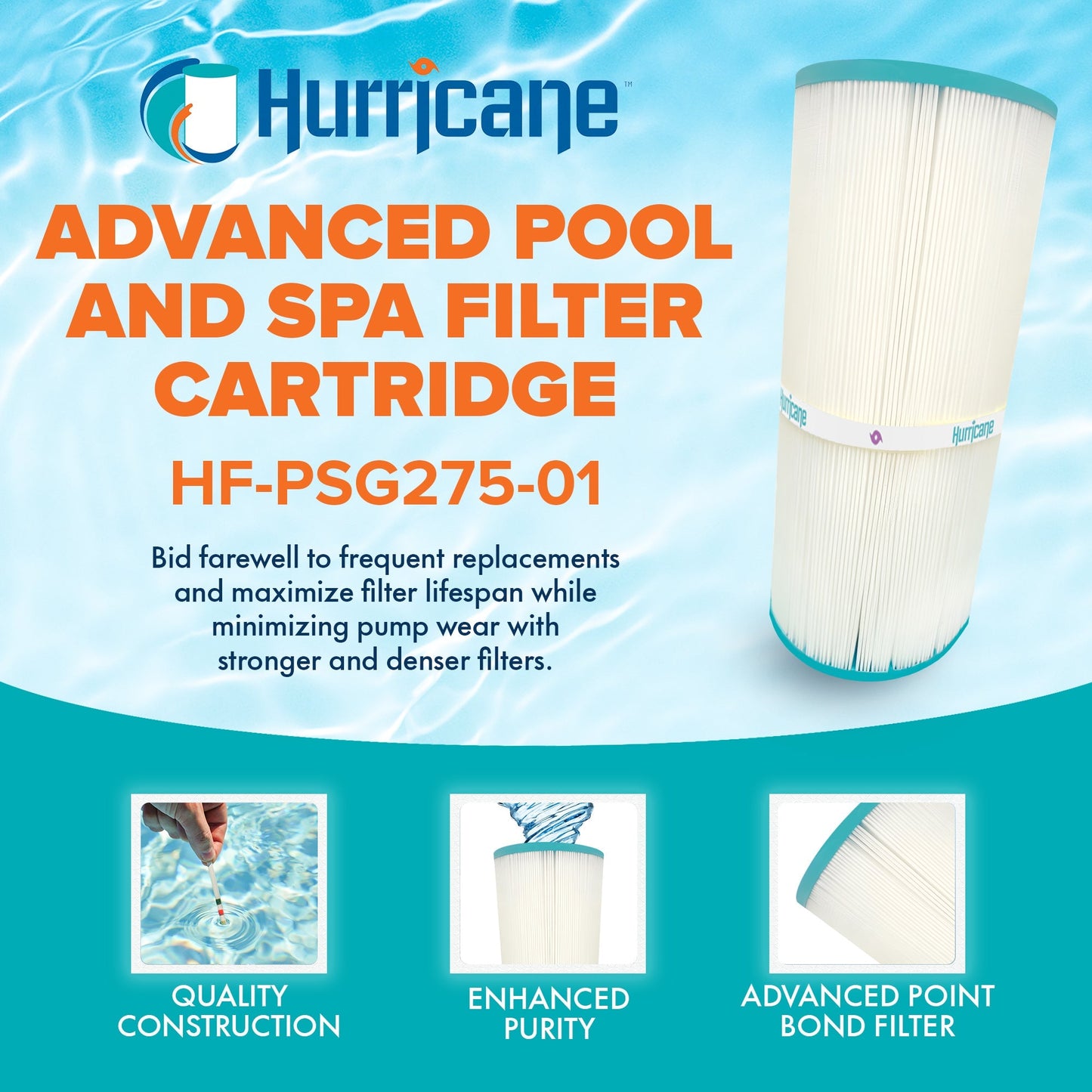 Hurricane Filters HF-PSG275-01 Advanced Pool & Spa Cartridge Filter Replacement