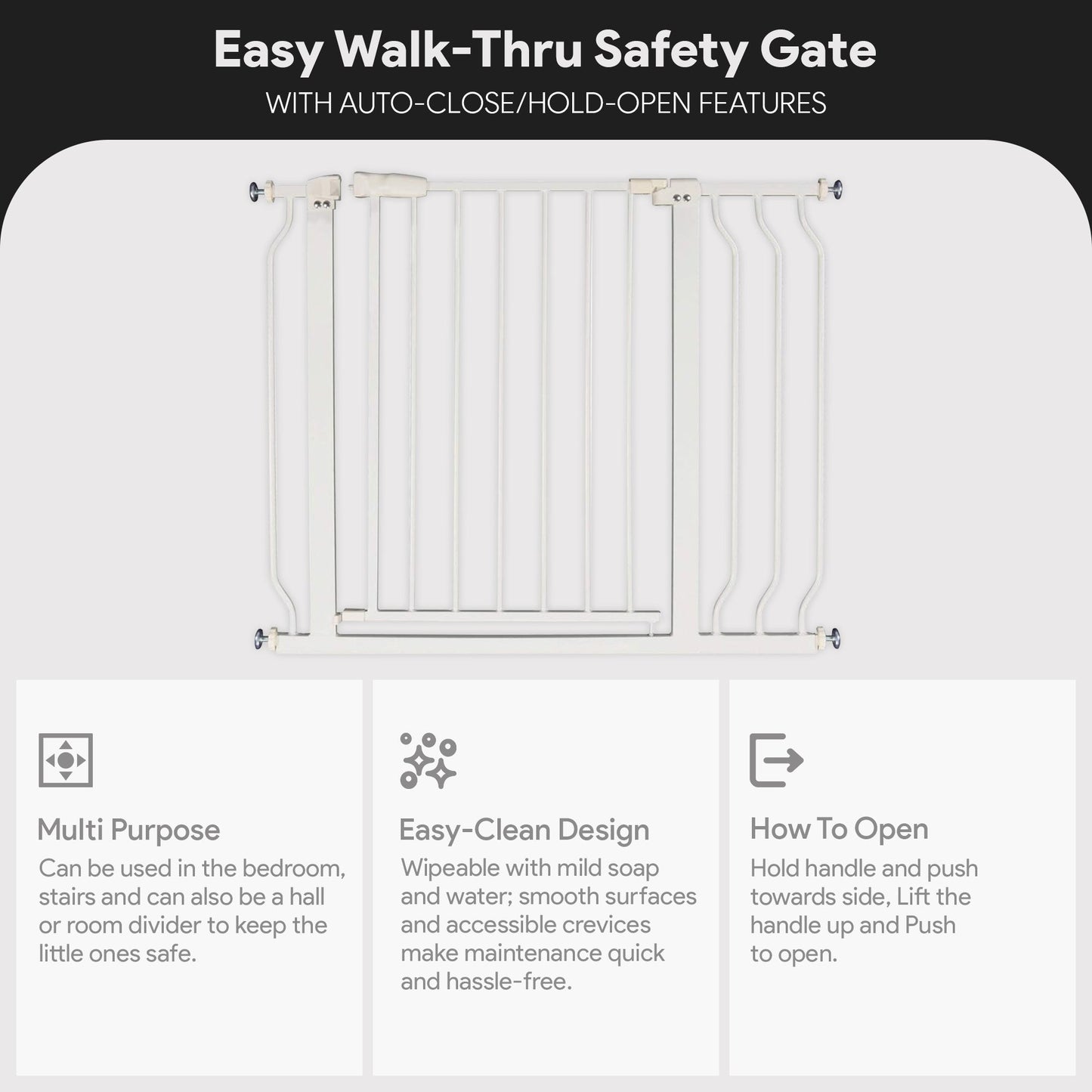 BalanceFrom Walk-Thru Safety Gate for Baby and Pets, 29.1-38.5"W, 30"H, White