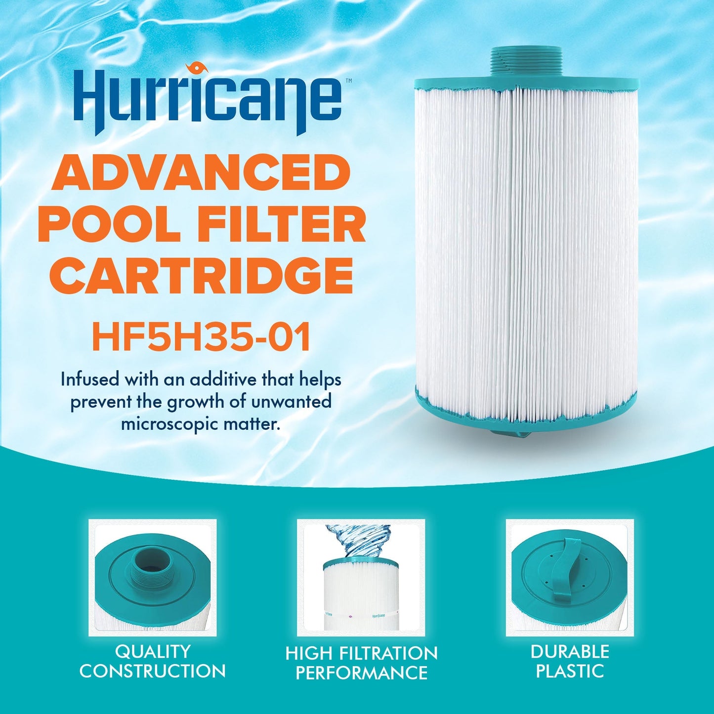 Hurricane 4 Pack HF5H35-01 Advanced Pool and Spa Filter Cartridge Replacement