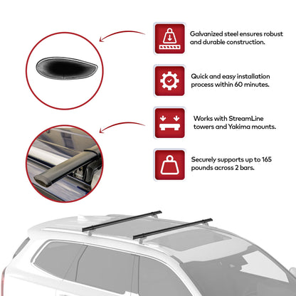 YAKIMA 60 Inch Steel CoreBar Aerodynamic Roof Rack Crossbars, Black, Set of 2 - Find Fresh Goods