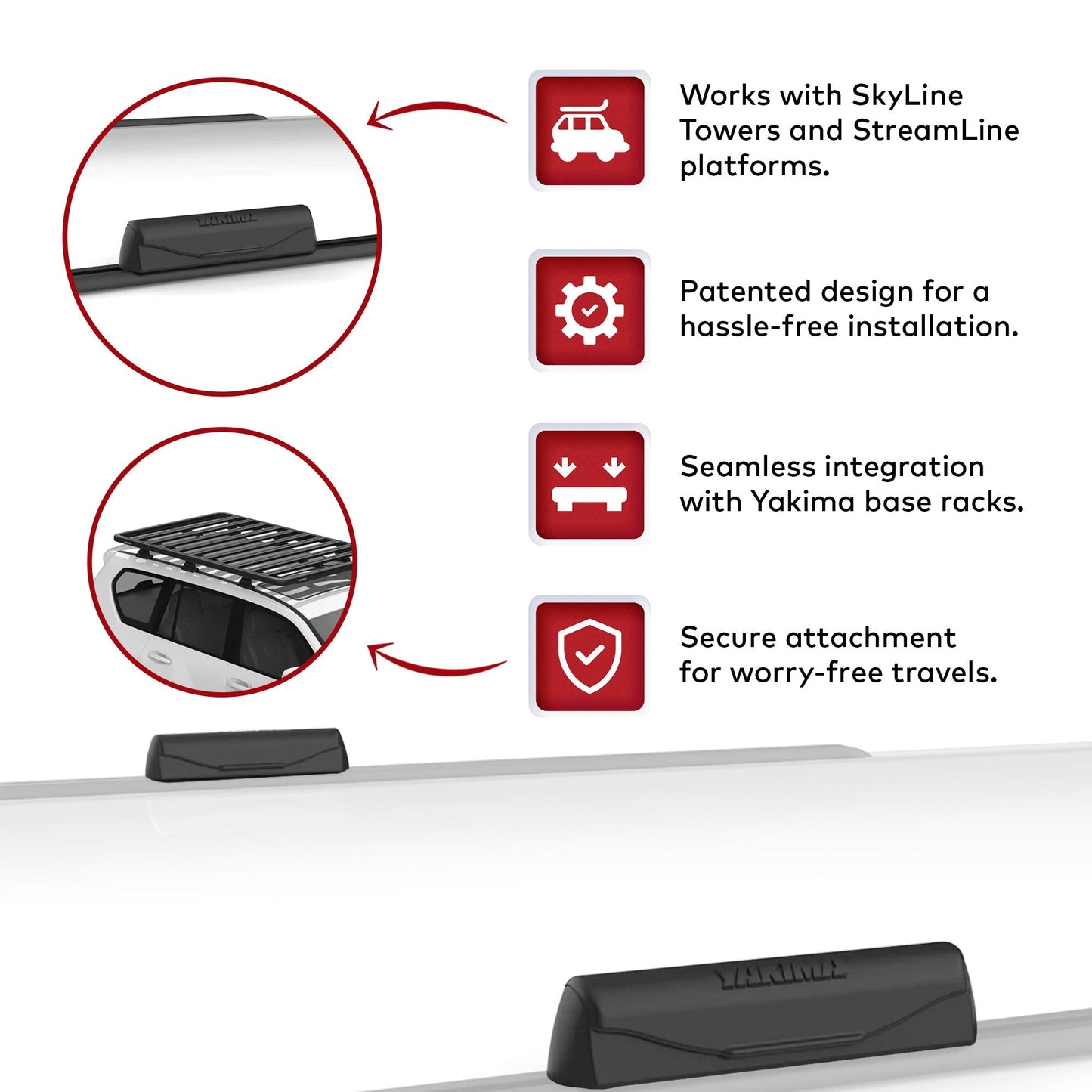 YAKIMA Landing Pad for SkyLine Towers and StreamLine Crossbars, Black, Set of 4 - Find Fresh Goods