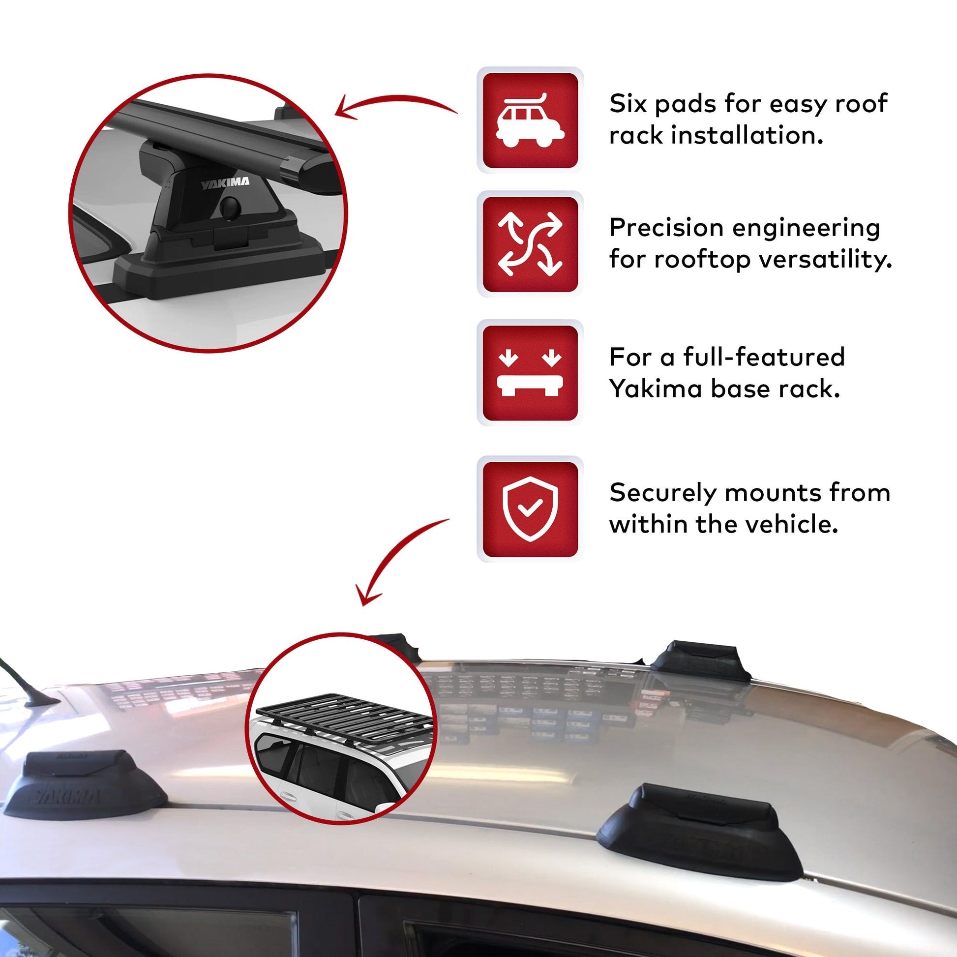 YAKIMA Landing Pad 11, Fixed Point Mounts for Select Sedan/Crossover SUV Models - Find Fresh Goods