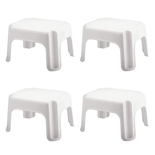 Rubbermaid Durable Plastic Step Stool w/ 300-LB Weight Capacity, White (4-Pack)