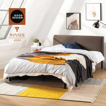 Mellow BREE Metal Platform Bed Frame with Curved Upholstered Backboard, King