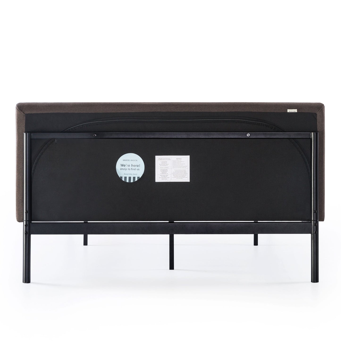 Mellow BREE Metal Platform Bed Frame with Curved Upholstered Backboard, King