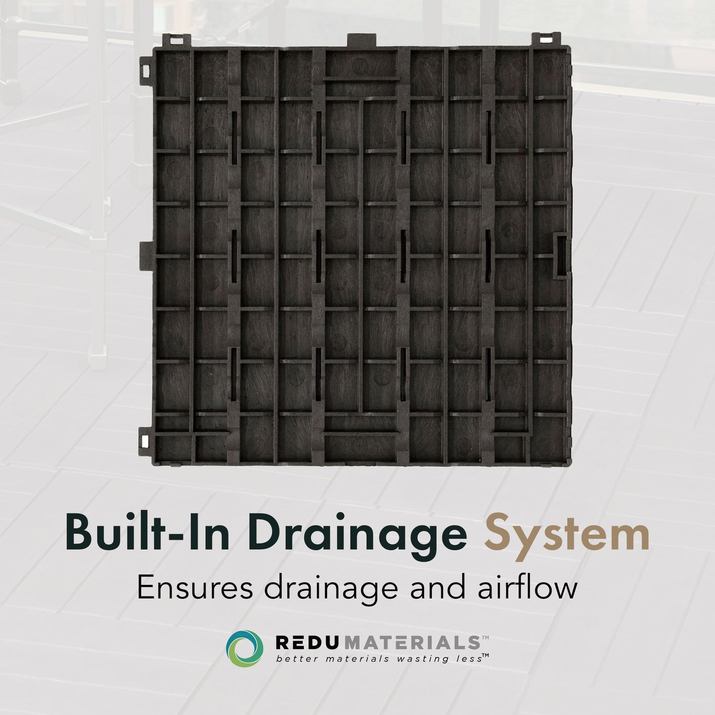 EcoTrend 12"x12" Interlocking Outdoor Balcony Deck Tiles, 24-Pack, Slate Black