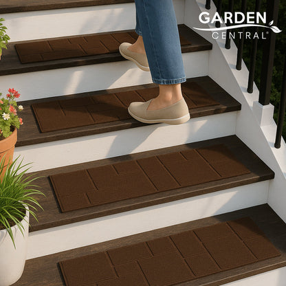 Garden Central 4 Pack 10" x 24" Cobblestone Stair Tread Decorative Panels, Brown