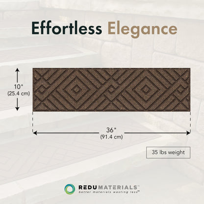 Garden Central 4 Pack 10"x36" Diamond Weave Stair Tread Decorative Panels, Brown