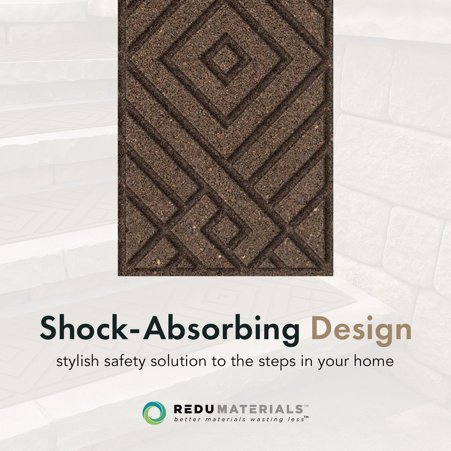 Garden Central 4 Pack 10"x36" Diamond Weave Stair Tread Decorative Panels, Brown