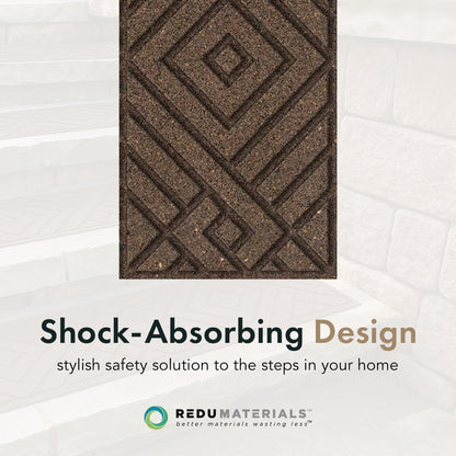 Garden Central 4 Pack 10"x36" Diamond Weave Stair Tread Decorative Panels, Brown