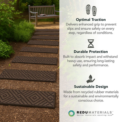 Garden Central 4 Pack 10"x36" Diamond Weave Stair Tread Decorative Panels, Brown