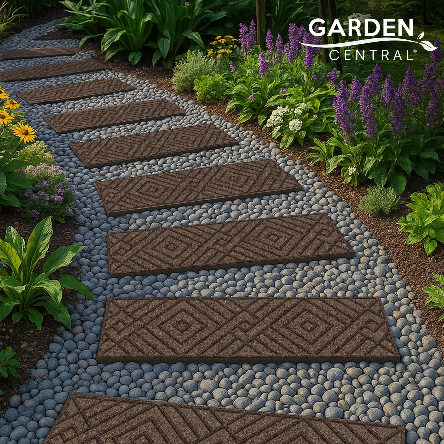 Garden Central 4 Pack 10"x36" Diamond Weave Stair Tread Decorative Panels, Brown
