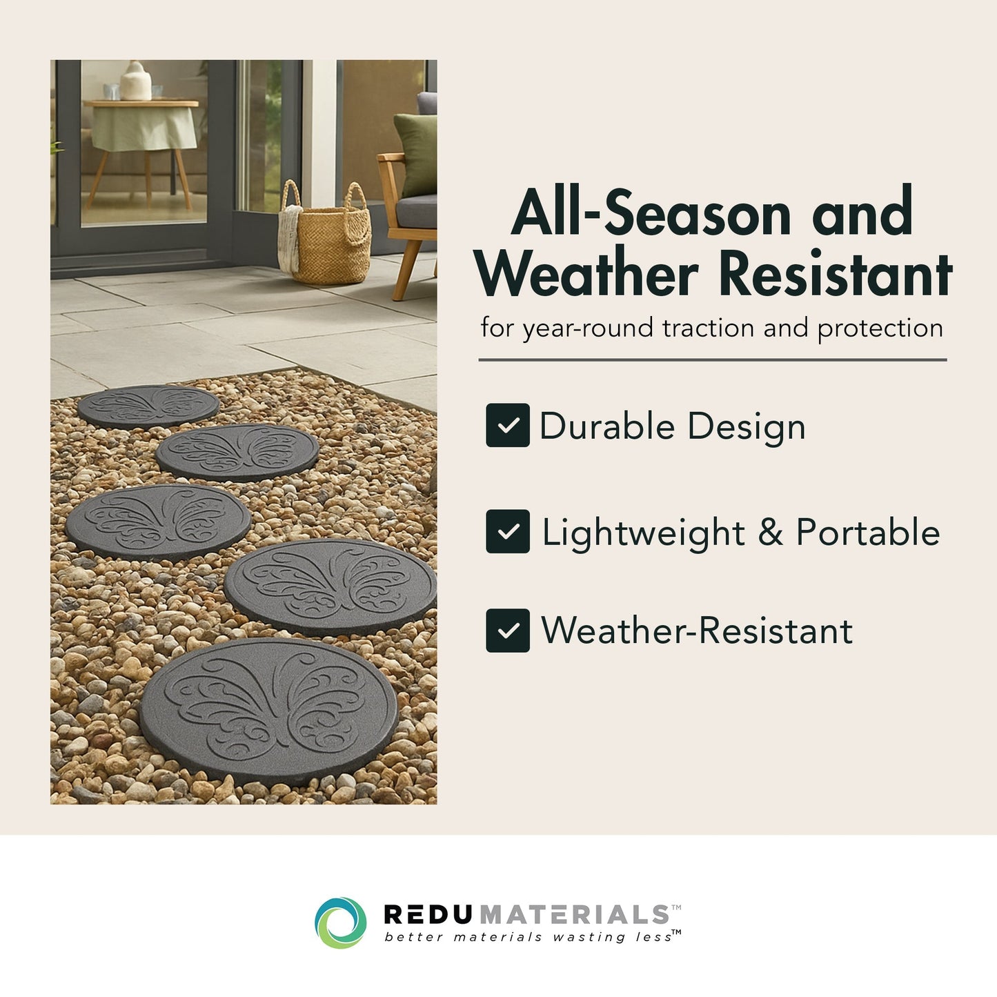 Garden Central 4 Pack 18" x 18" Butterfly Round Decorative Stepping Stones, Grey