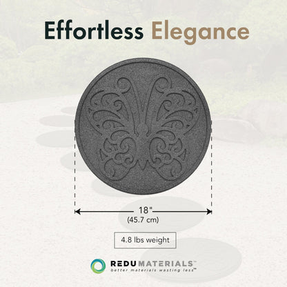 Garden Central 4 Pack 18" x 18" Butterfly Round Decorative Stepping Stones, Grey